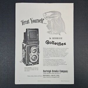 1951‎ Automatic Rolleiflex Camera Vintage Print Ad Burleigh Brooks Ponder & Best